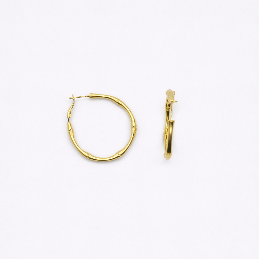 Bamboo Hoop Earring Gold