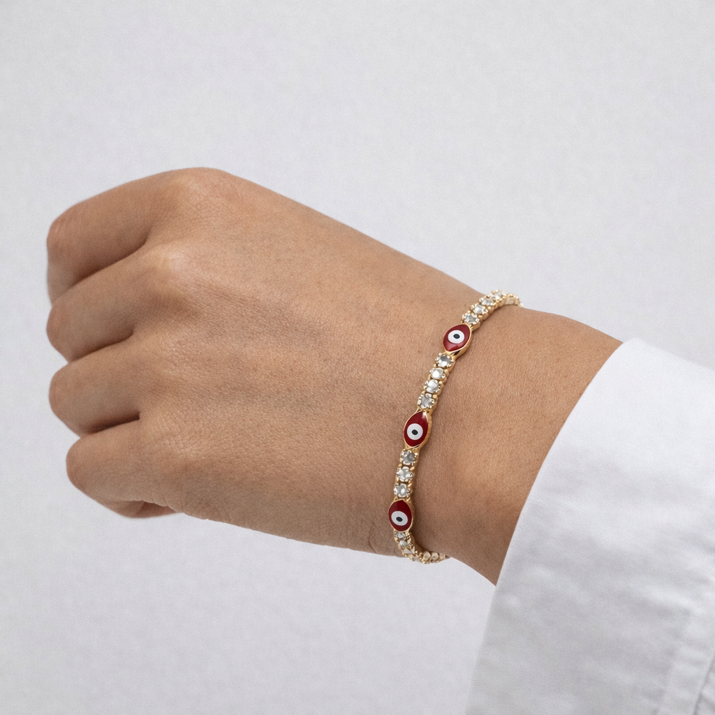 Red Evil Eye Tennis Bracelet